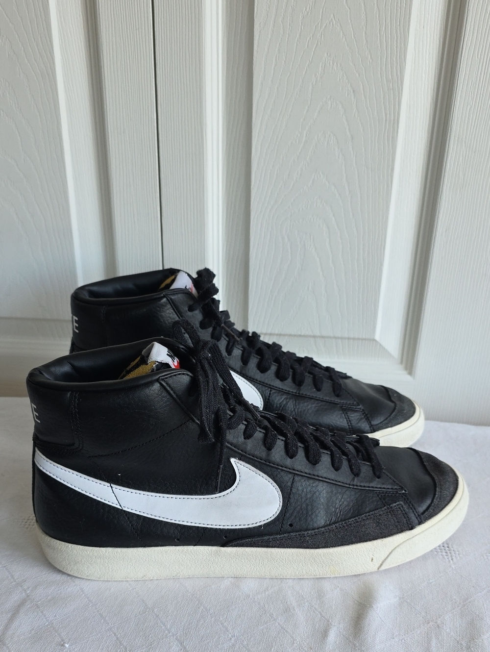Nike Black High-Top Sneakers with White Swoosh Size 14